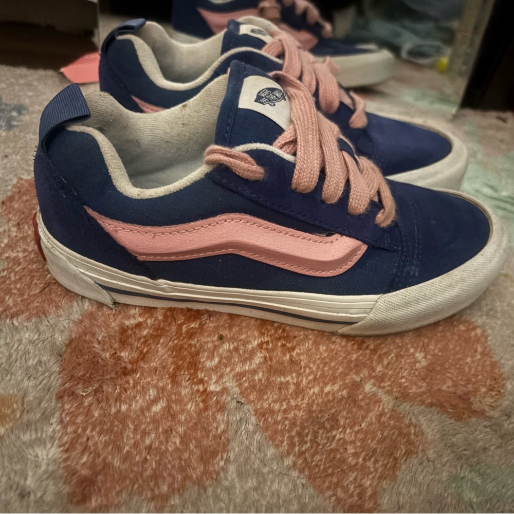Kids Navy and 3 Pink Low-Top Skate Sneakers vans